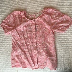 J Crew linen puff sleeve blouse